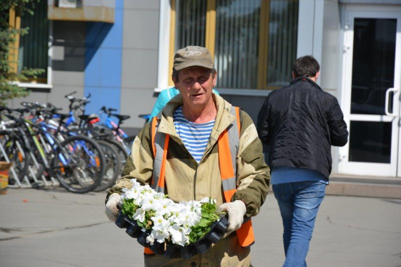 Nine thousand flowers were planted at the Chelyabinsk zinc plant