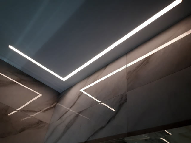 Light lines on the ceiling in Odessa with the installation from the Demi-Lune