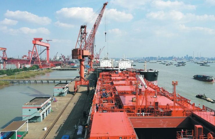 A large ore tanker was built in China for a South Korean company