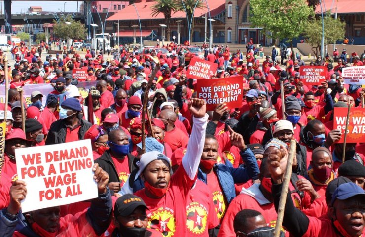 South African metallurgists took to mass protests demanding higher wages