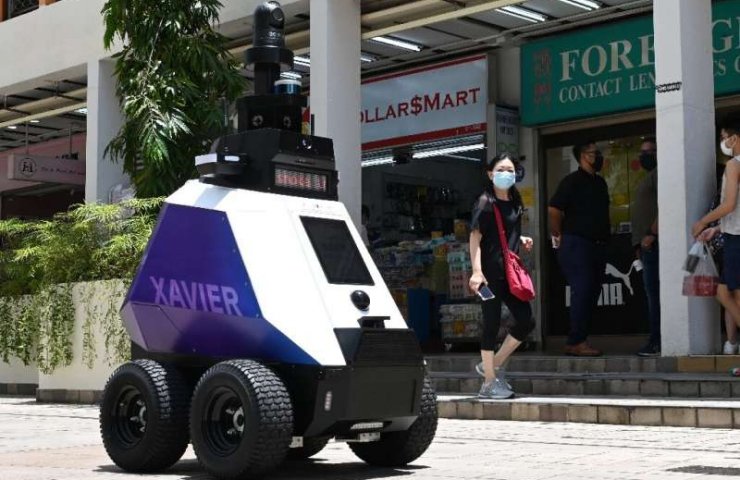 Robots patrol Singapore streets
