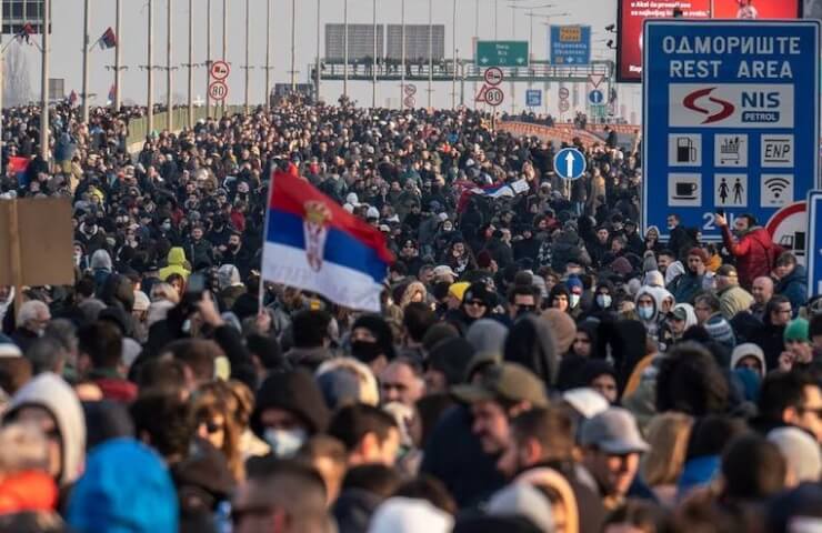 Thousands of people protest against Rio Tinto lithium project in Serbia