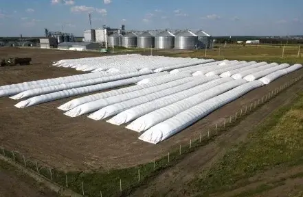 Polymer sleeve for storing dry grain