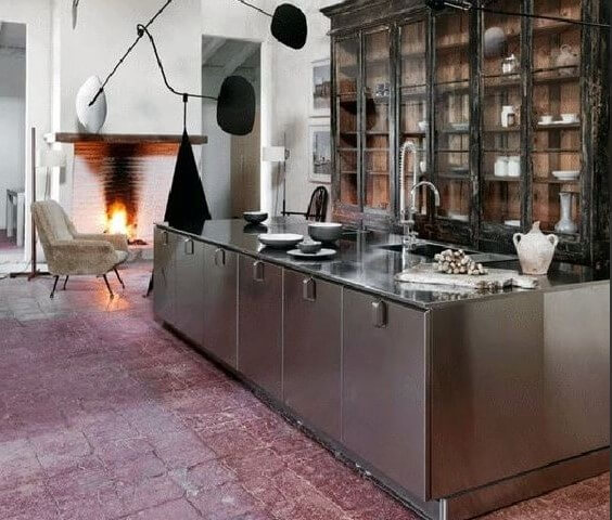 Original furniture with stainless steel fronts