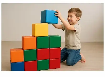 A selection of large soft cubes on the Rainbow of Childhood website