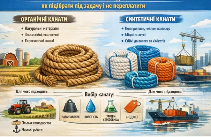 Канати органічні та синтетичні для промисловості: як підібрати під задачу і не переплатити