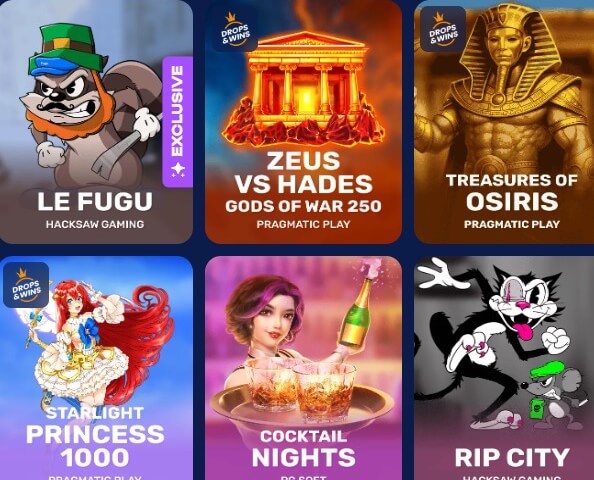 Різноманітний ігровий контент на офіційному сайті Фугу казино